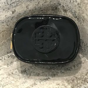 Tory Burch Small Black Patent Leather Makeup Bag